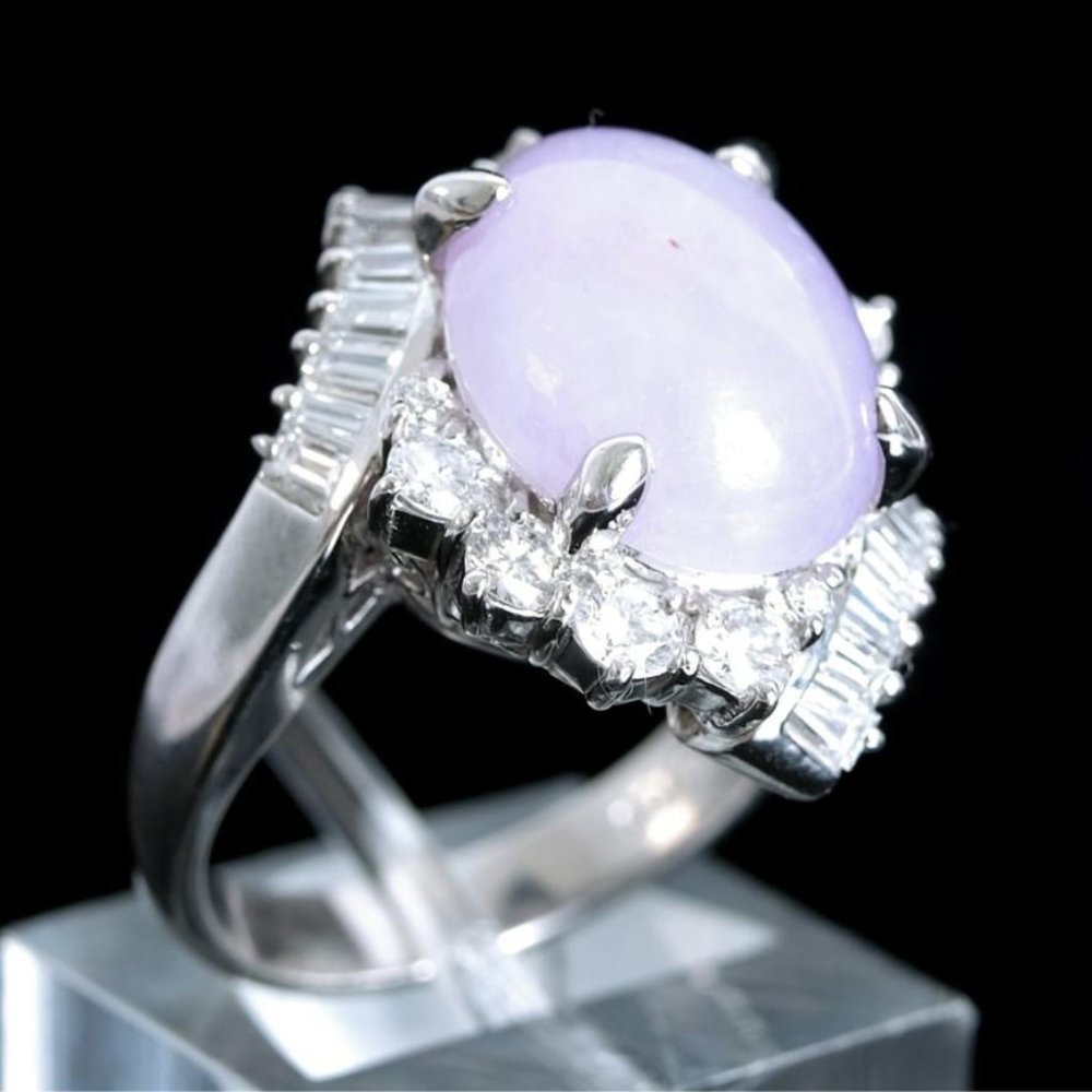 Platinum Lavender Jade Ring